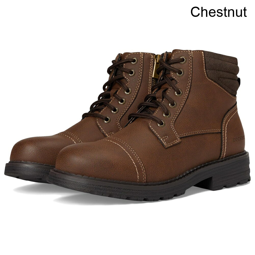 ■商品詳細■特徴 1Dockers® トーマスブーツで自信を持って一日を乗り切りましょう。実用性とスタイルを兼ね備えたデザインです。耐久性のある合成皮革のアッパーで作られており、どんな天候にも耐えられる準備が整っています。水や汚れに対する耐性を持つステインディフェンダーで処理されており、信頼性と同様に手入れも簡単です。スプリームコンフォートEVAフットベッドはマッサージ効果のあるクッション性のあるフットベッドテクスチャーを特徴としており、一日中快適さとサポートを提供します。これらの男性用靴の湿気を吸収するライニングは、最もアクティブな瞬間でも足を乾燥させます。頑丈なTPRアウトソールで仕上げられたこれらのDockersブーツは、どんな地形でも安定性とトラクションを確保します。便利なサイドジッパーで簡単に脱ぎ履きでき、パッド入りのカラーとタンで追加の快適さを提供するこれらの男性用ブーツは、都市探検から週末の冒険まで、頑丈なカジュアルスタイルと高品質なパフォーマンスを一つの多目的パッケージで提供します。■特徴 2ポリエステルライニング。■特徴 3ジッパー付きサイドクローズのレースアップフロント。■特徴 4バックプルタブ。■特徴 5足首までのブーツ。■特徴 6ラウンドトゥ。■特徴 7輸入品。■特徴 8製品の測定はサイズ9、幅D - ミディアムを使用して行われました。測定値はサイズによって異なる場合がありますのでご注意ください。■特徴 9測定値：ヒールの高さ：1インチ、重量：0.454kg、周囲：10 1⁄2インチ■備考(取寄) ドッカーズ トーマス dockers Thomasチャッカブーツ メンズ 靴 シューズ ブーツ カジュアル ファッション 大きいサイズ ビックサイズsix_10028926