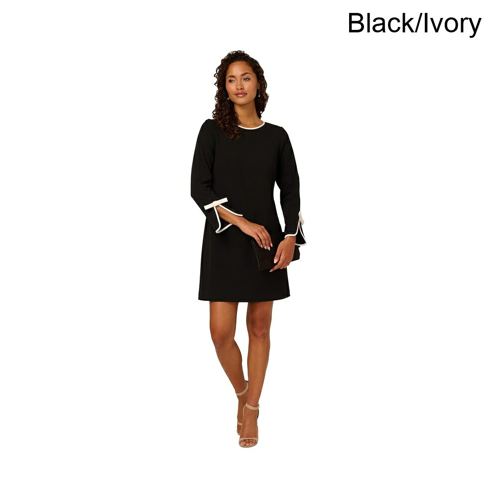 (取寄) アドリアナ・パペル ロングスリーブクレープショートドレス adrianna papell Long Sleeve Crepe Short Dress