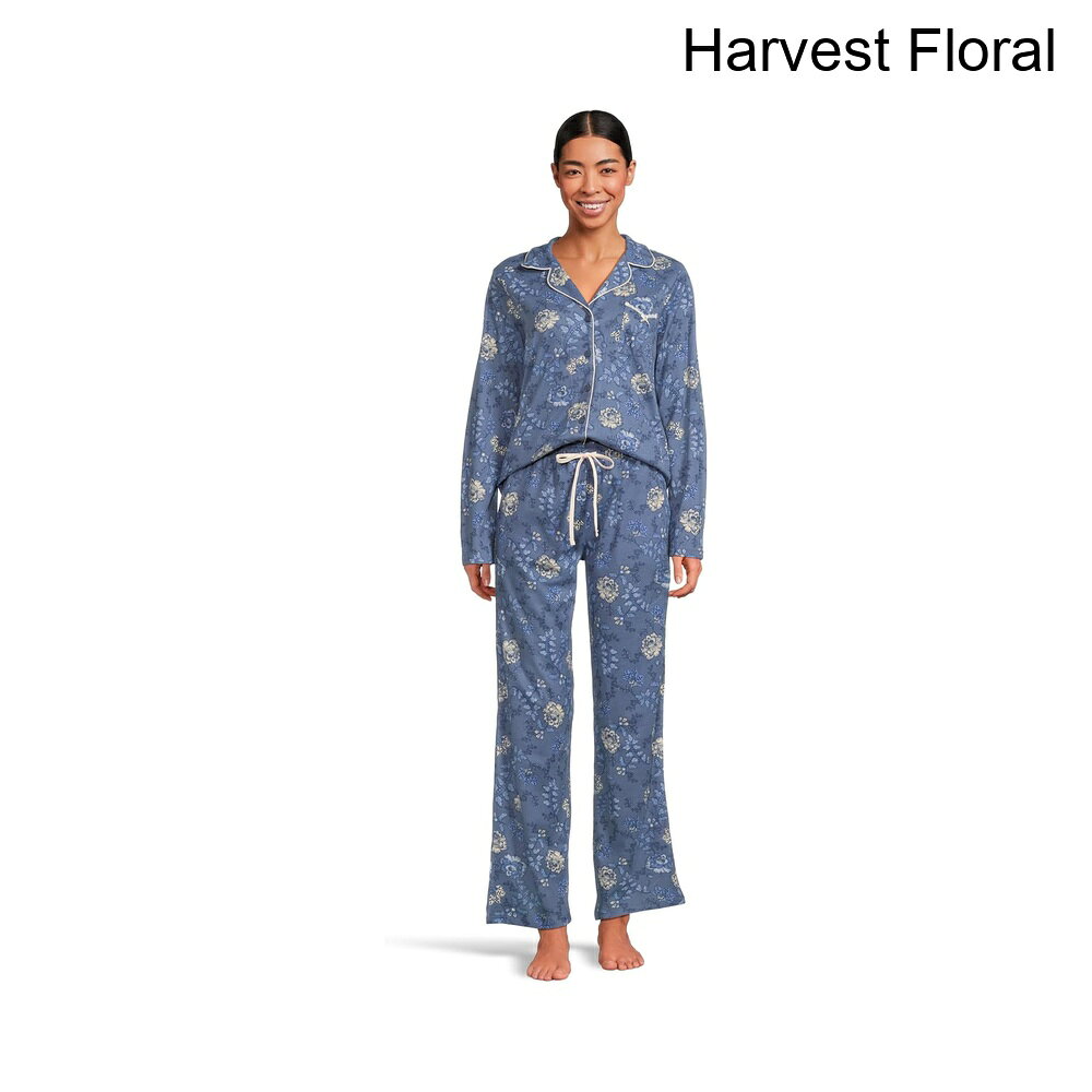 (取寄) カレン・ニューバーガー ブルーエラロングスリーブガールフレンドパジャマセットwithレース karen neuburger Blue Era Long Sleeve Girlfriend Pajama Set with Lace