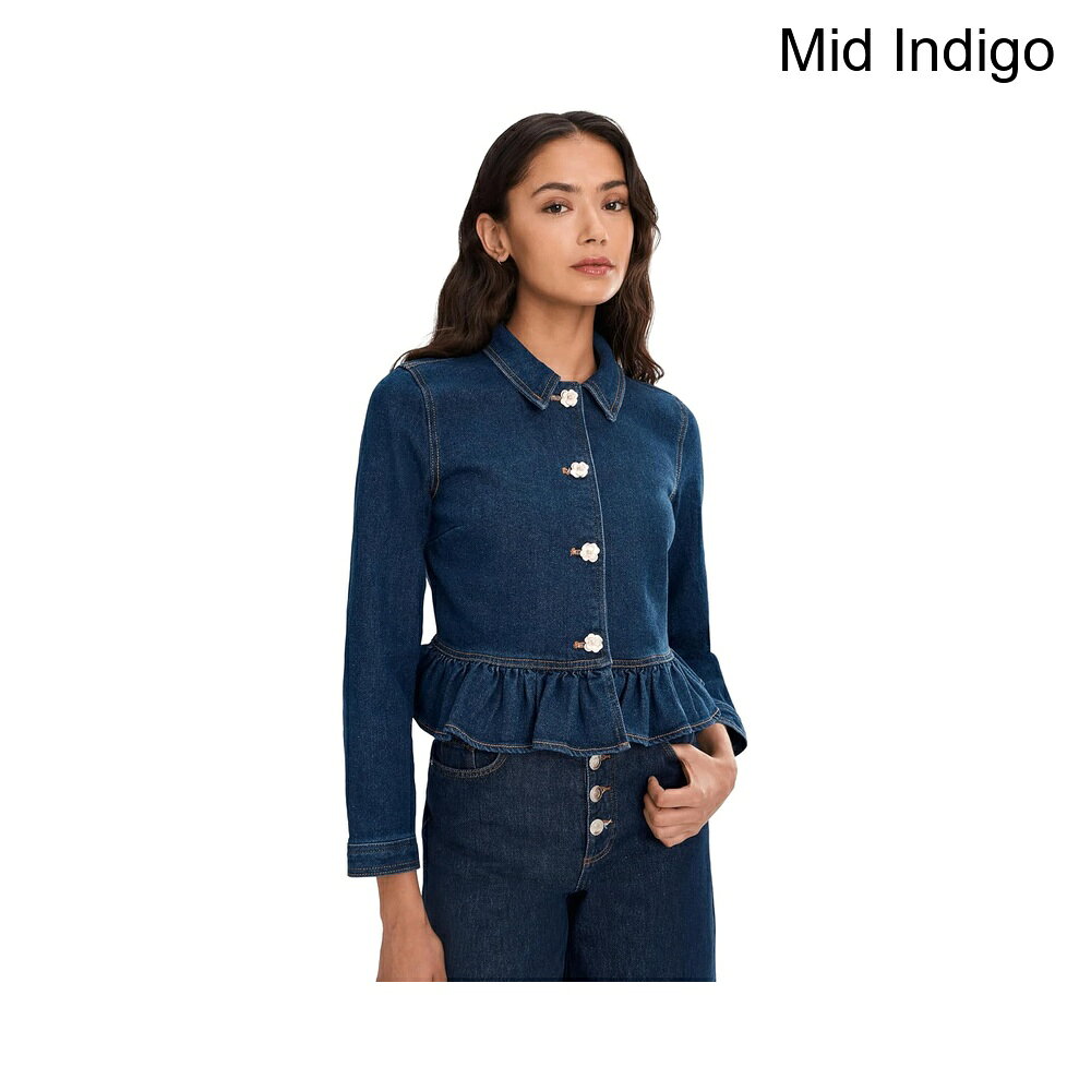 (取寄) セセ カラー付きペプラムデニムジャケット cece Collared Peplum Denim Jacket