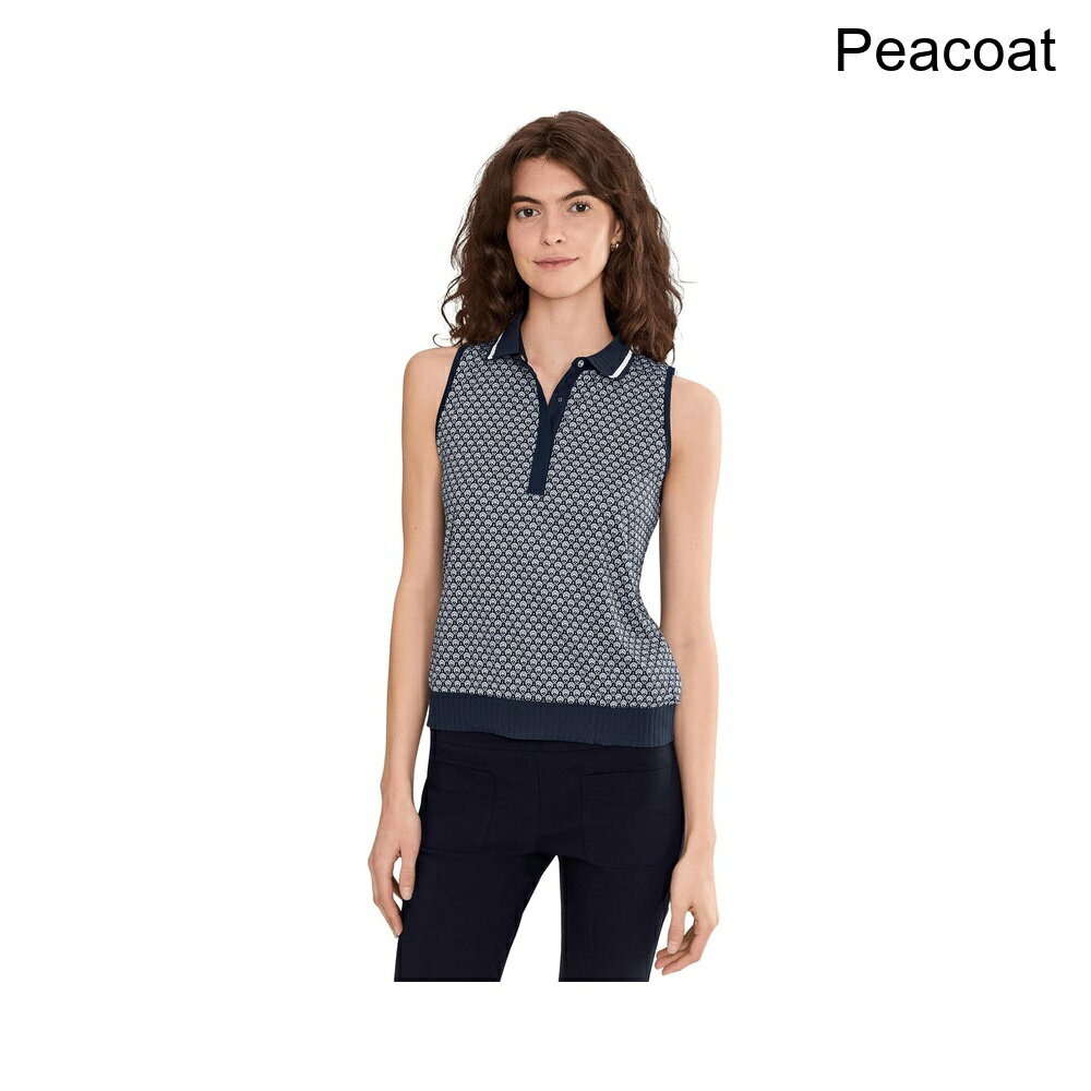 (取寄) キャロウェイ スリーブレススカーフジオプリントリブカラー ポロ callaway Sleeveless Scarf Geo Print Rib Collar Polo