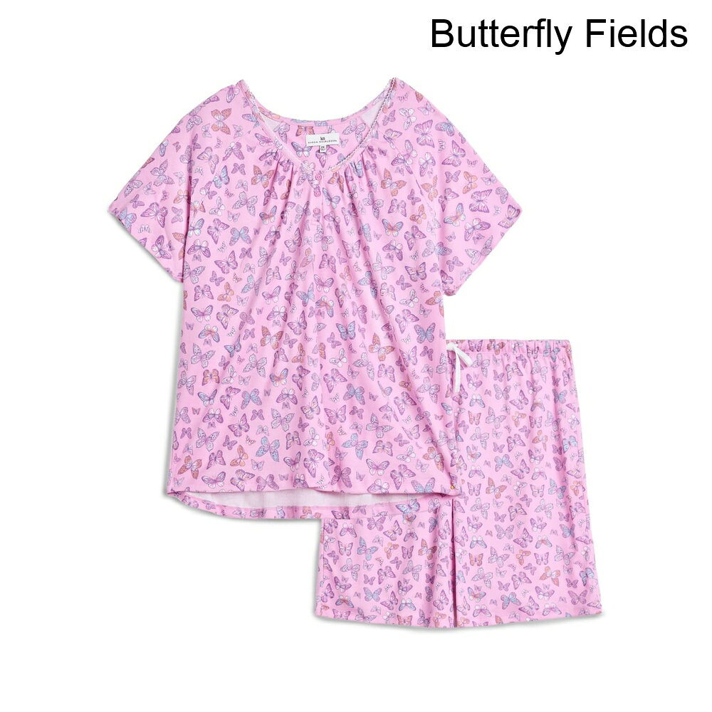 (取寄) カレン・ニューバーガー プラスサイズショートスリーブヘンリーバミューダショートパジャマセット karen neuburger Plus Size Short Sleeve Henley Bermuda Short Pajama Set