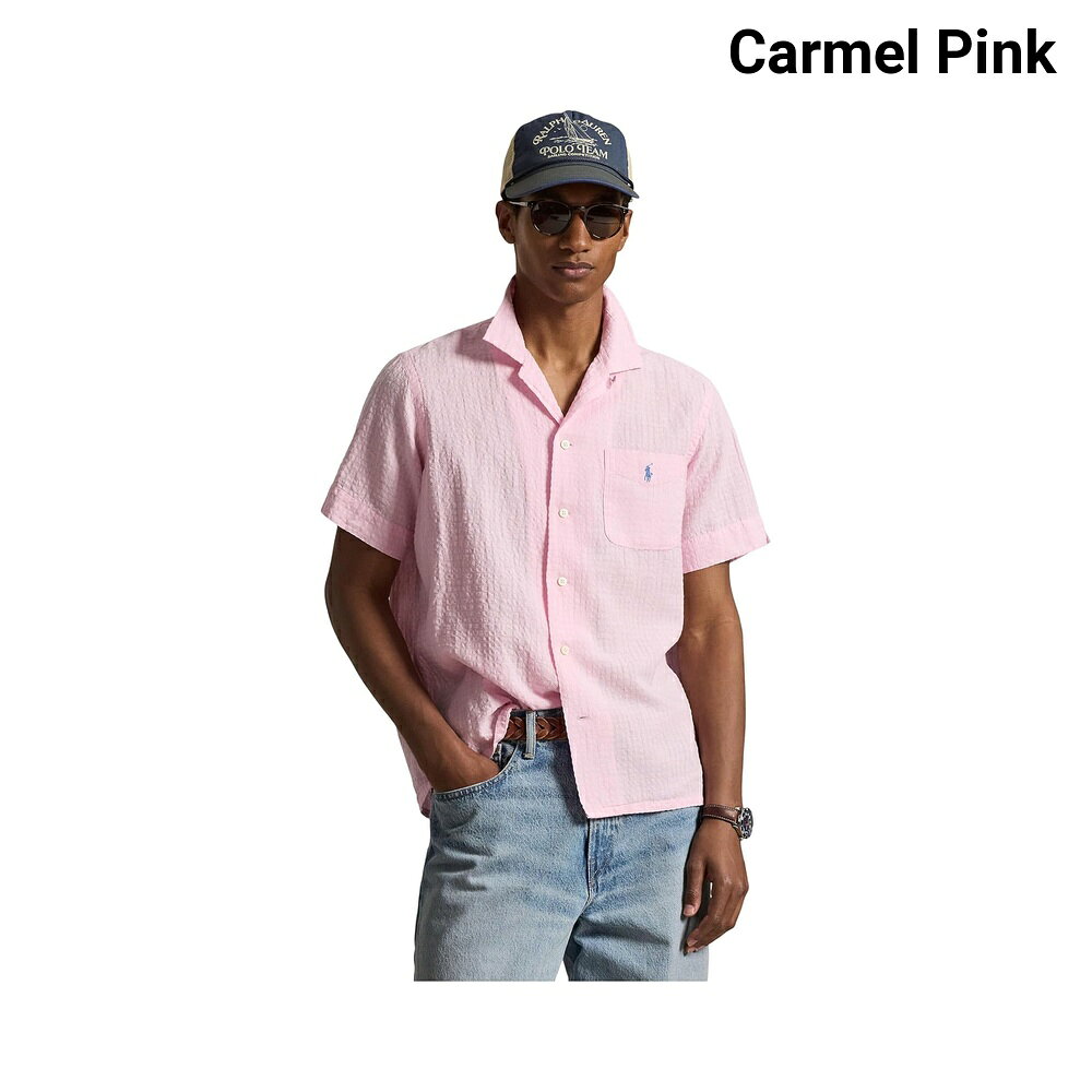 (取寄) ポロ・ラルフ・ローレン クラシックフィットリネンブレンドシアサッカーシャツ polo ralph lauren Classic Fit Linen-Blend Seersucker Shirt
