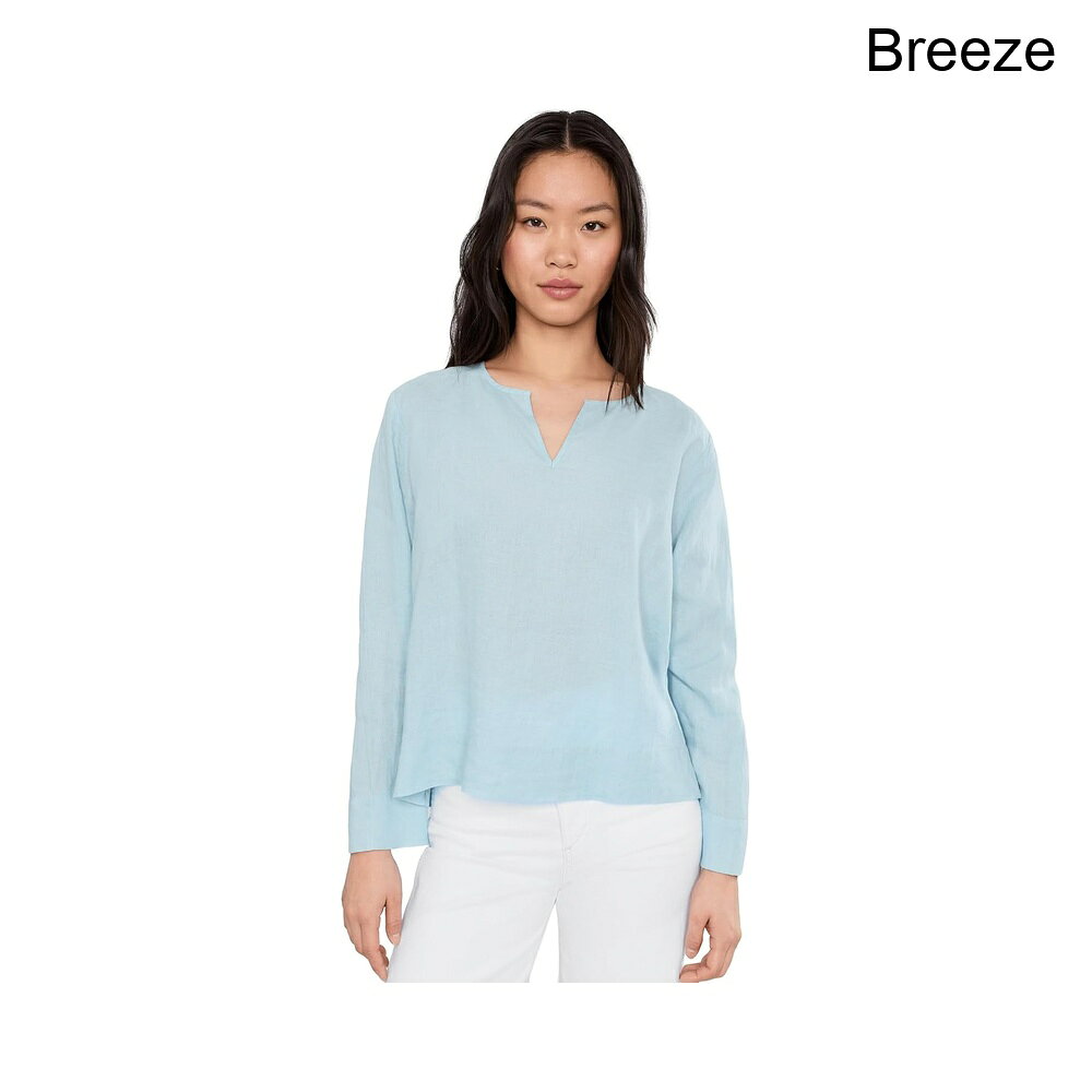 (取寄) イーリー・フィッシャー オーガニックハンカチリネンスプリットネックトップ eileen fisher Organic Handkerchief Linen Split Neck Top