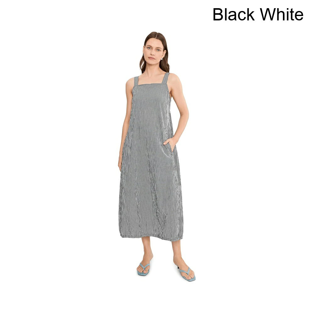 (取寄) イーリー・フィッシャー オーガニックコットンパッカーチェックランタンドレス eileen fisher Organic Cotton Pucker Check Lantern Dress