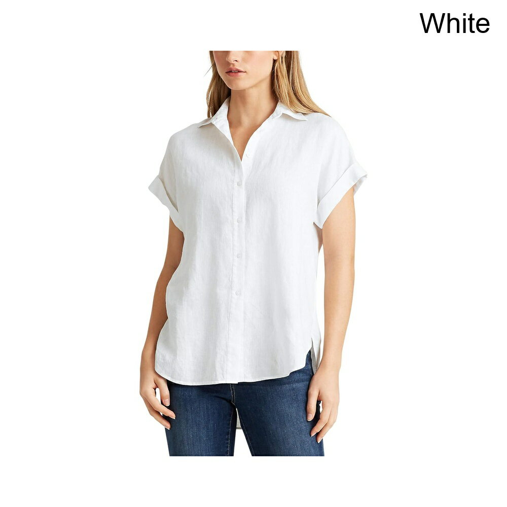 (取寄) ラルフ・ローレン プチリネンショートスリーブシャツ lauren ralph lauren Petite Linen Short Sleeve Shirt
