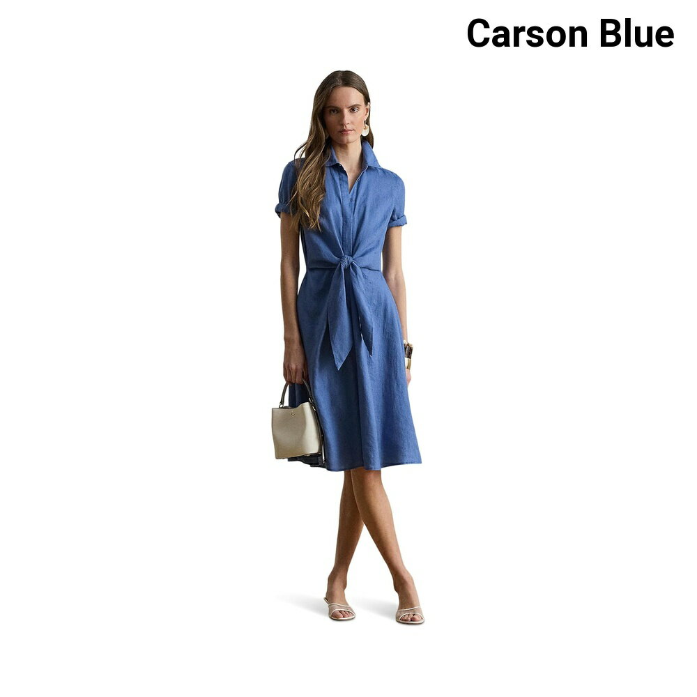 (取寄) ラルフ・ローレン タイフロントリネンシャツドレス lauren ralph lauren Tie-Front Linen Shirtdress