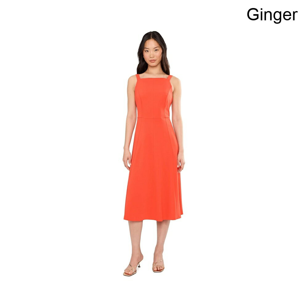 (取寄) カルバン・クライン スキューバクレープスクエアネックAラインドレス calvin klein Scuba Crepe Square Neck A-Line Dress