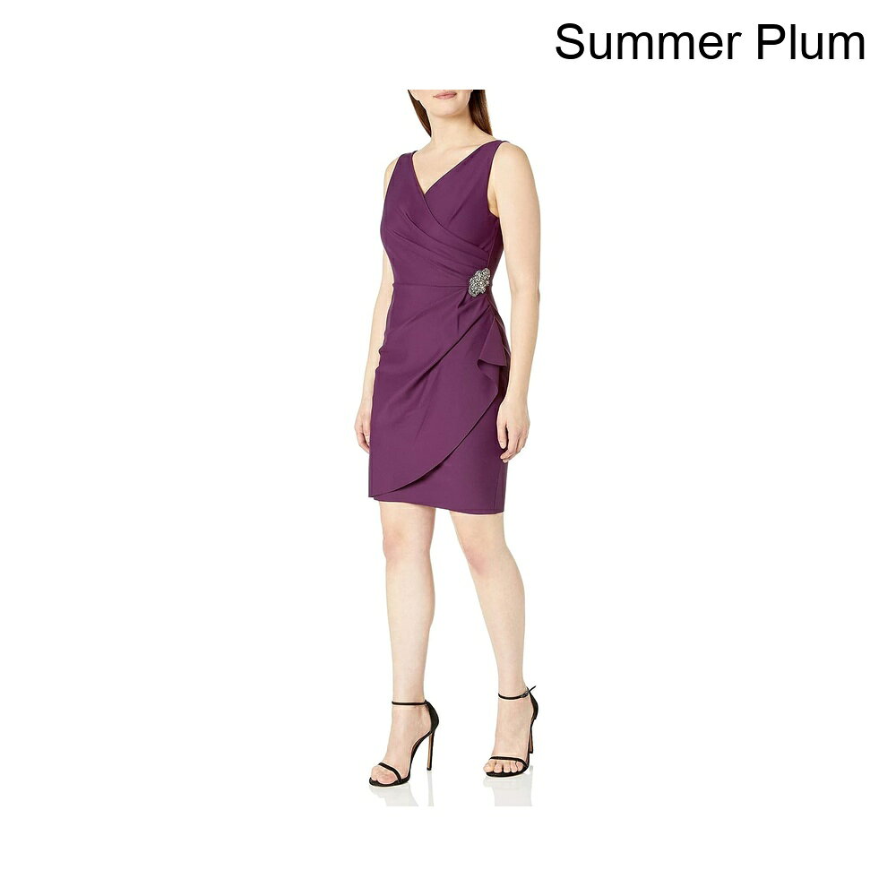 (取寄) アレックス・イブニングス サイドラッシュスカート付きショートスリミングドレス alex evenings Short Slimming Dress with Side Ruched Skirt