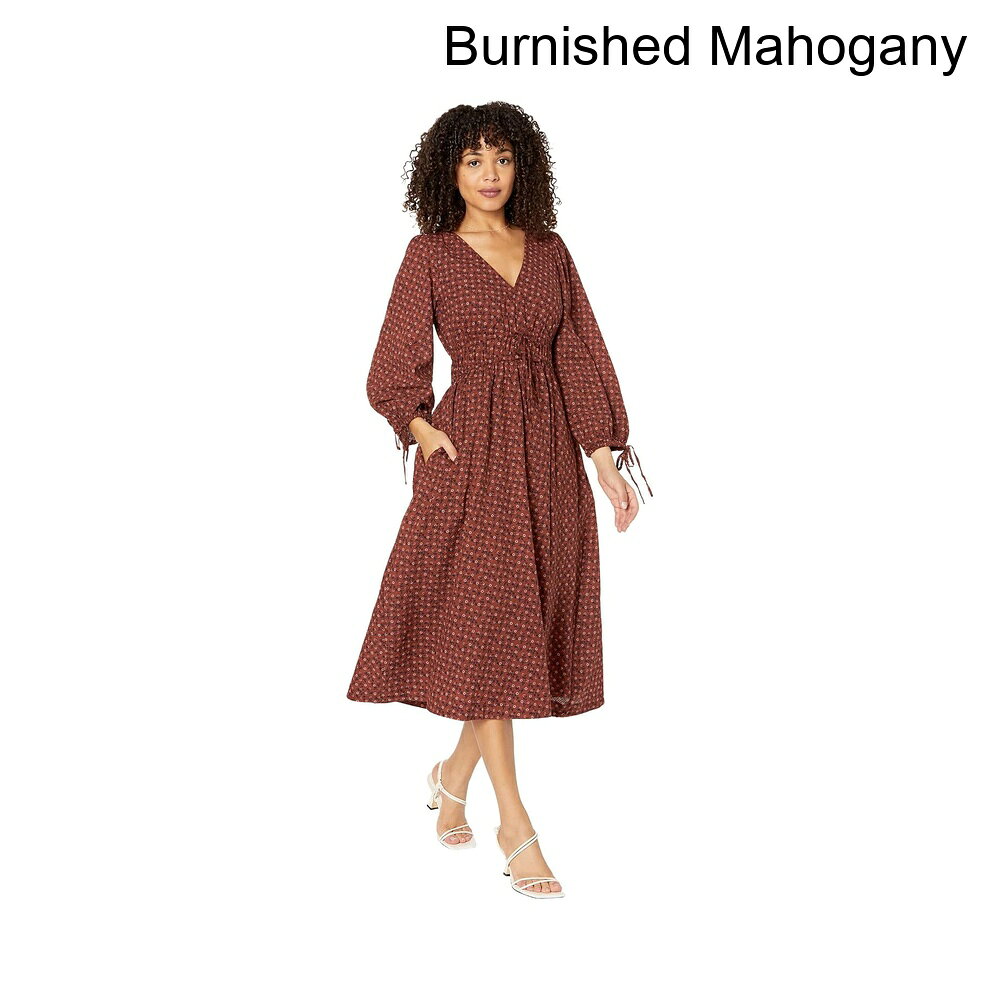 (取寄) メイドウェル アリアンヌ - プリントロングスリーブタイミディドレス - コットンシアサッカー madewell Arianne - Print Long Sleeve Tie Midi Dress - Cotton Seersucker