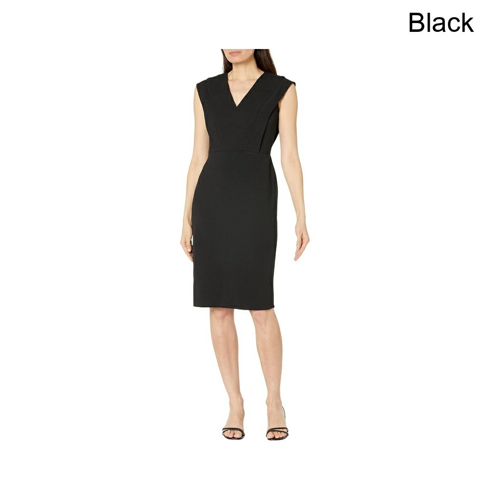 (取寄) カルバン・クライン Vネックスキューバクレープシース calvin klein V-Neck Scuba Crepe Sheath