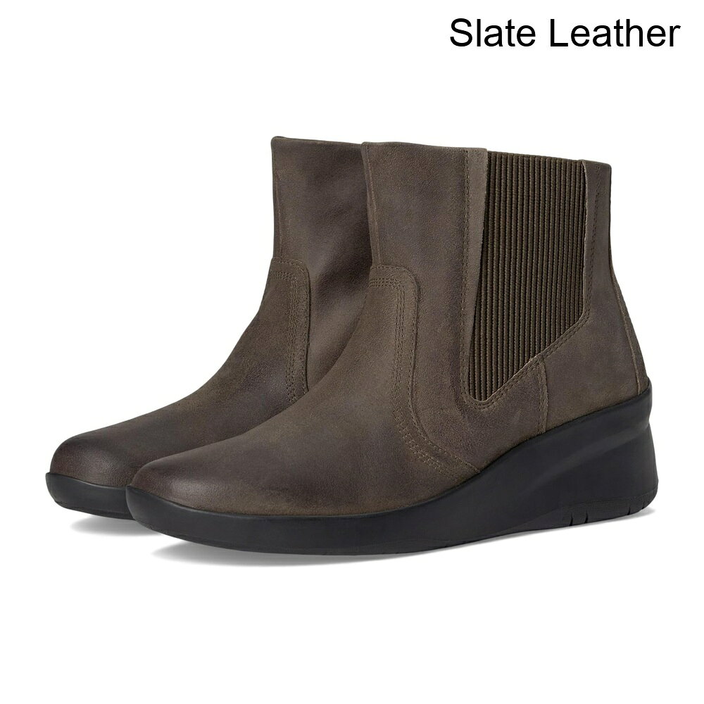■商品詳細■特徴 1ストリートからトレイルまで、Clarks™ Suttyn Raeを着用して素晴らしい見た目を実現。レザーアッパー、メッシュライニング、ポリエステルインソールで作られたこのブーツは、ラウンドトゥ、足首丈のシルエット、ウェッジヒール、エラスティックゴアを特徴としています。■特徴 2プルオン構造。■特徴 3ゴムアウトソール。■特徴 4輸入品。■特徴 5製品の測定はサイズ7、幅B - ミディアムを使用して行われました。測定値はサイズによって異なる場合がありますのでご注意ください。■特徴 6測定値：重量：0.454 kg 0.053 kg 周囲：10 1⁄4 インチ■備考(取寄) クラークス サティンレイ clarks Suttyn Raeレディース ブーツ サイドゴア シューズ ブランド 女性 ファッション 大きいサイズ ビックサイズsix_9974127