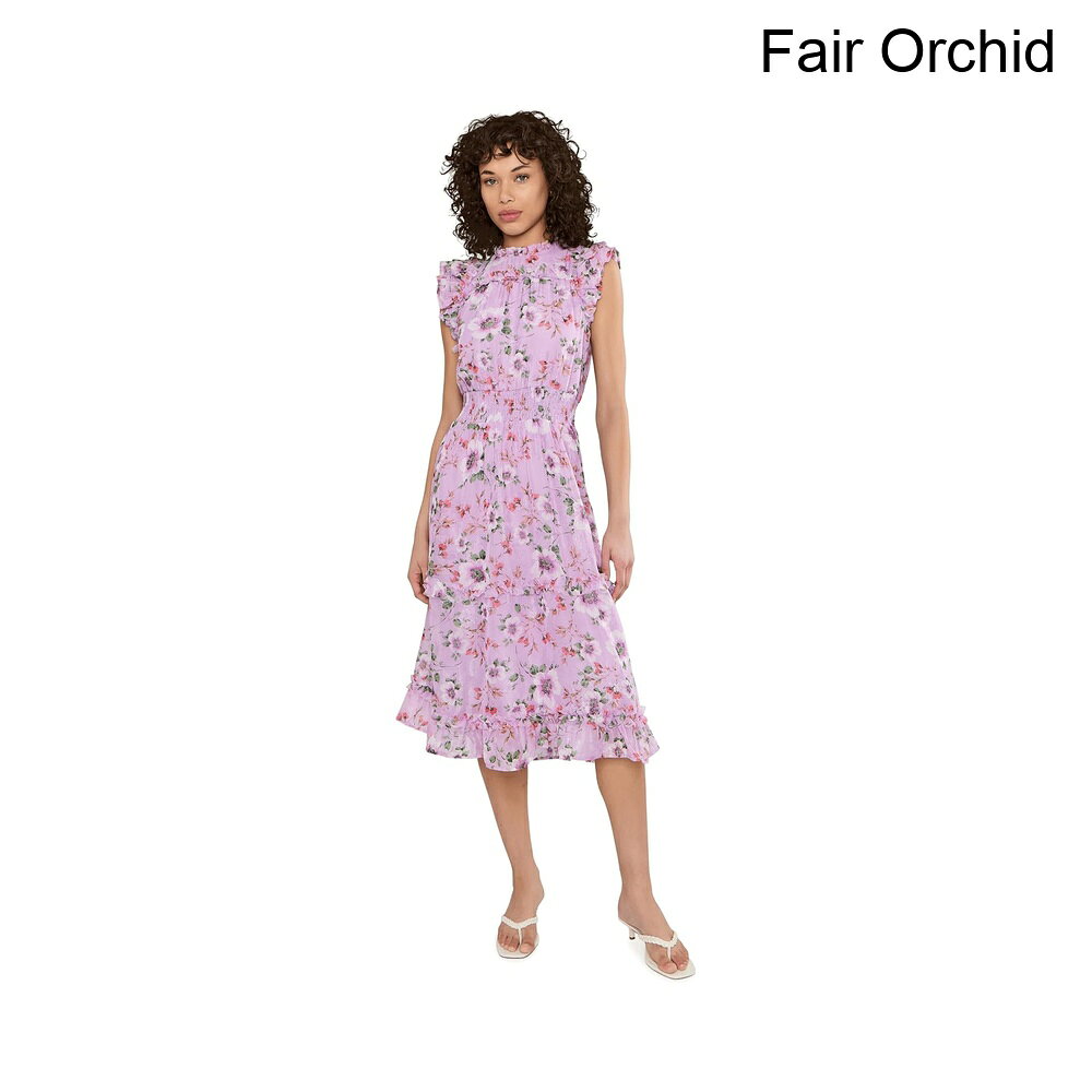 (取寄) セセ フラッター スリーブ スモック ウエスト ミディ ドレス cece Flutter Sleeve Smocked Waist Midi Dress