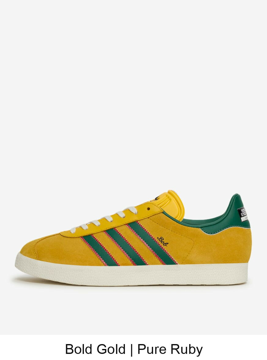 (取寄) アディダス メンズ ガゼル ジャマイカ X ボブ マーリー Adidas Mens Gazelle Jamaica X Bob Marley KJ3532 Bold Gold | Pure Ruby
