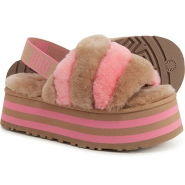 (取寄)アグ ウィメンズ アグ ディスコ ストライプ シープスキン スライド スリッパ UGG women UGG Disco Stripe Sheepskin Slide Slippers (For Women) Chestnut / Pink Rose Combo