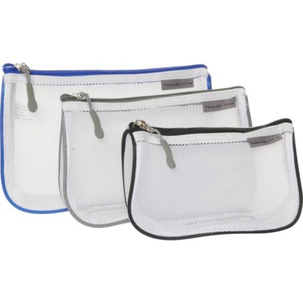 (取寄) ユニセックス パッキング - 3パック Travelon unisex Travelon Color-Piped Packing Pouches - 3-Pack White Mesh Color Piping