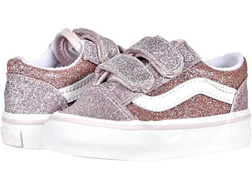 (取寄)バンズ ガールズ キッズ オールド スクール V (インファント/トドラー) Vans Girl's Kids Old Skool V (Infant/Toddler) (Two-Tone Glitter) Orchid Ice/Powder Pink