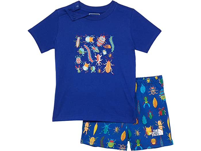 (取寄)ノースフェイス コットン サマー セット (インファント) The North Face Kids Cotton Summer Set (Infant) Bolt Blue Critter Crawl Print 送料無料
