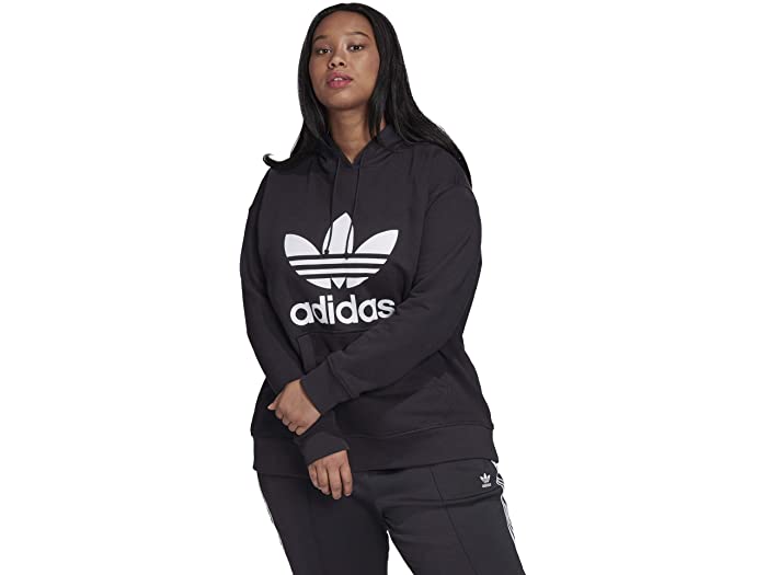 (取寄)アディダスオリジナルスレディースプラスサイズトレフォイルフーディadidasOriginalsWomen'sPlusSizeTrefoilHoodieBlack/White