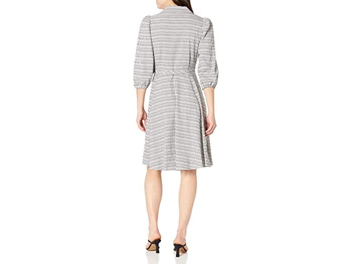 (取寄)カルバンクラインレディースラップドレスウィズプリンセススリーブCalvinKleinWomen'sWrapDressWithPrincessSleevesBlack/Cream