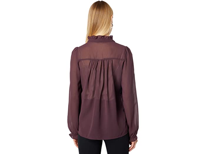 (取寄) ラスカーナ レディース ハイ ネック ラッフル ブラウザ LASCANA women High Neck Ruffle Blouse Aubergine