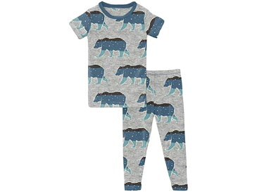 (取寄) キッキー パンツ キッズ キッズ ショート スリーブ パジャマ セット (ビッグ キッズ) Kickee Pants Kids kids Short Sleeve Pajama Set (Big Kids) Heathered Mist Night Sky Bear