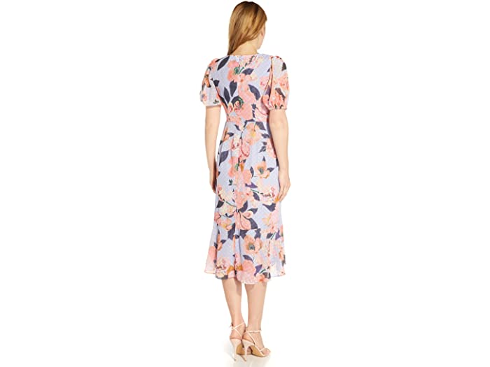 (取寄)アドリアナパぺルプリンテッドフローラルシフォンクリップサイドカスケードドレスAdriannaPapellPrintedFloralChiffonClipDotSideCascadeDressOpalCoralMulti