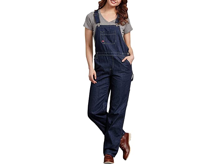 ディッキーズ ボトムス レディース (取寄) ディッキーズ レディース リラックスド-フィット ビブ オーバーオール Dickies women Dickies Relaxed Bib Overalls Dark Indigo Black