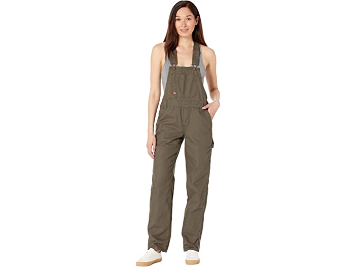 ディッキーズ ボトムス レディース (取寄) ディッキーズ レディース リラックスド-フィット ビブ オーバーオール Dickies women Dickies Relaxed Bib Overalls Rinsed Moss Green