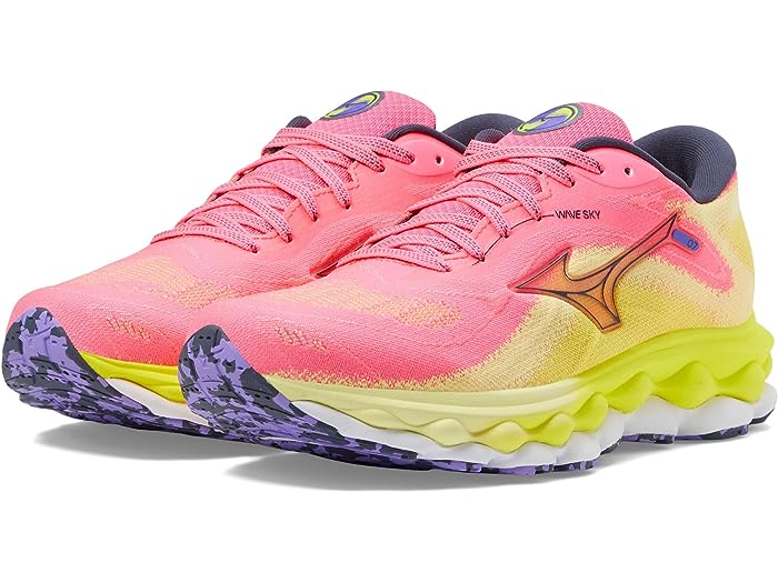 () ߥ ǥ   7 Mizuno women Mizuno Wave Sky 7 High Vis Pink/Ombre Blue