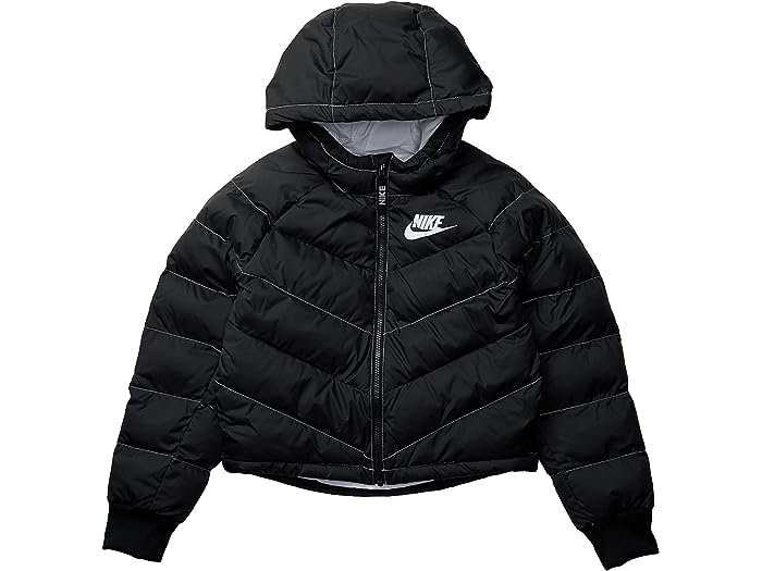 取寄 ナイキ キッズ ガールズ シンセティック フィル フーデット ジャケット Nike Kids Synthetic Fill Hooded Jacket Black/White/White