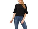 (取寄) シーシー レディース ラッフル カフ クルー ネック ブラウザ CeCe women CeCe Ruffle Cuff Crew Neck Blouse Rich Black