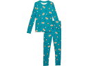 (取寄) エルエルビーン キッズ オーガニック コットン フィッティド パジャマ (リトル キッズ) L.L.Bean kids L.L.Bean Organic Cotton Fitted Pajamas (Little Kids) Blue/Green S'mores