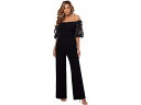 (取寄) エスケイプ レディース オフ-ザ-ショルダー スキューバ クレープ ジャンプスーツ XSCAPE women XSCAPE Off-the-Shoulder Scuba Crepe Jumpsuit Black/Black