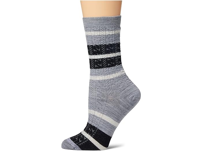 () X}[gE[ fB[X GufC XgCvh P[u N[ \bNX Smartwool women Smartwool Everyday Striped Cable Crew Socks Light Gray