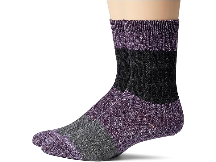 () X}[gE[ fB[X GufC J[ubN P[u N[ \bNX Smartwool women Smartwool Everyday Color-Block Cable Crew Socks Ultra Violet/Purple Iris Marl