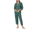 (取寄) ベッドヘッドパジャマズ レディース オーガニック コットン ウーブン 3/4 スリーブ クロップド Pj セット Bedhead PJs women Bedhead PJs Organic Cotton Woven 3/4 Sleeve Cropped PJ Set Trumpet Flowers