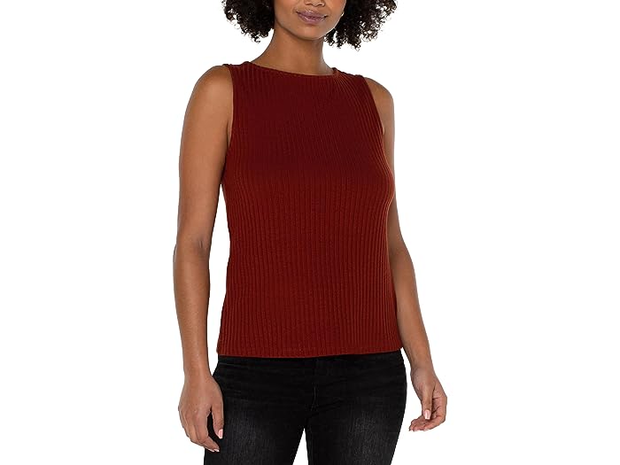 () ov[ fB[X X[uX {[glbN u jbg gbv Liverpool women Liverpool Sleeveless Boatneck Rib Knit Top Deep Cinnamon