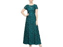 () AbNX CujOX fB[X O A-C [bg hX EBY V[NC fBe[ Alex Evenings women Alex Evenings Long A-Line Rosette Dress with Sequin Detail Emerald Green