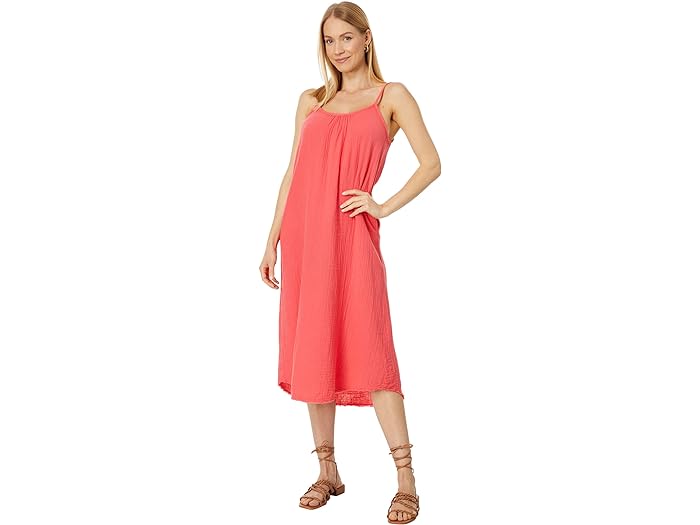 () bhI[hbN fB[X _u C[ K[[ J~ ~fB hX Mod-o-doc women Mod-o-doc Double Layer Gauze Cami Midi Dress Living Coral