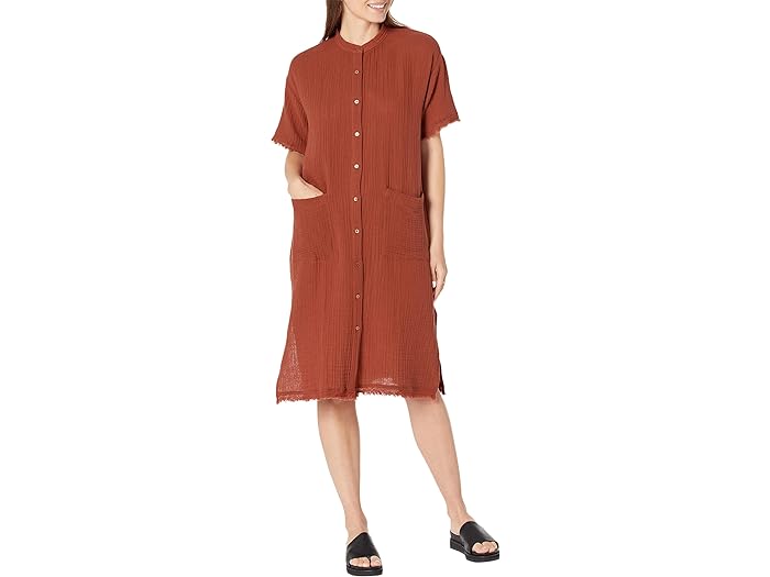 () AC[ tBbV[ fB[X seB[g }_ J[ VchX Eileen Fisher women Eileen Fisher Petite Mandarin Collar Shirtdress Picante