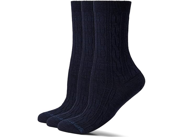 () X}[gE[ fB[X GufC P[u N[ \bNX 3-pbN Smartwool women Smartwool Everyday Cable Crew Socks 3-Pack Deep Navy Heather