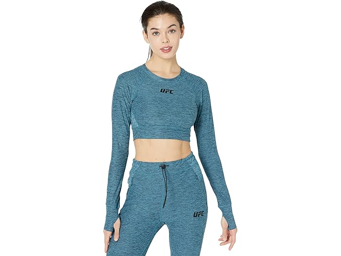 () [GtV[ fB[X O X[u N[ lbN Nbvh vI[o[ UFC women UFC Long Sleeve Crew Neck Cropped Pullover Porcelain Blue