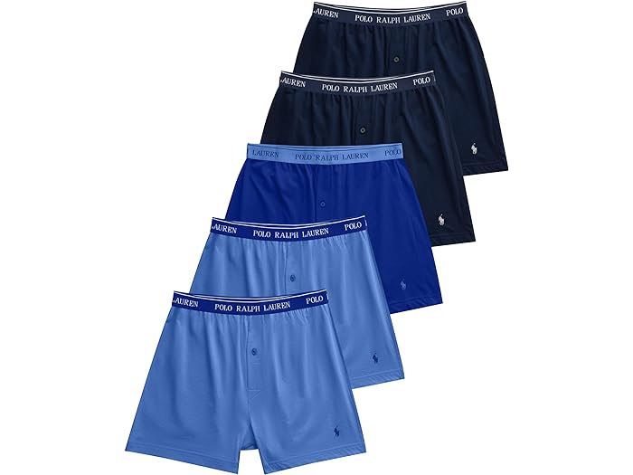 (取寄) ラルフローレン メンズ クラシック フィット コットン ニット ボクサー 5 パック Polo Ralph Lauren men Classic Fit Cotton Knit Boxer 5 Pack 2 Cruise Navy/Rugby Royal/2 Aerial Blue