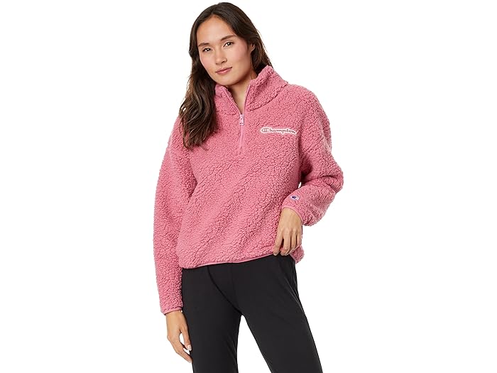 () `sI fB[X VFp 1/4 Wbv Champion women Champion Sherpa 1/4 Zip Terracotta Pink