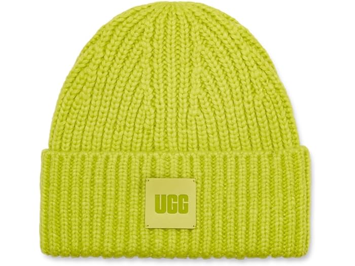 (取寄) アグ レディース チャンキー リブ ビーニー ニット帽 帽子 ウィズ ロゴ UGG women UGG Chunky Rib Beanie with UGG Logo Tennis Green