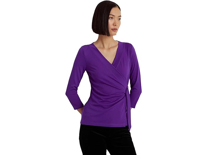 () [ t[ fB[X Xgb` W[W gbv LAUREN Ralph Lauren women LAUREN Ralph Lauren Stretch Jersey Top Purple Agate
