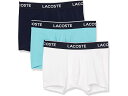 (取寄) ラコステ メンズ トランクス 3-パック カジュアル クラシック Lacoste men Lacoste Trunks 3-Pack Casual Classic Cove/White/Navy Blue