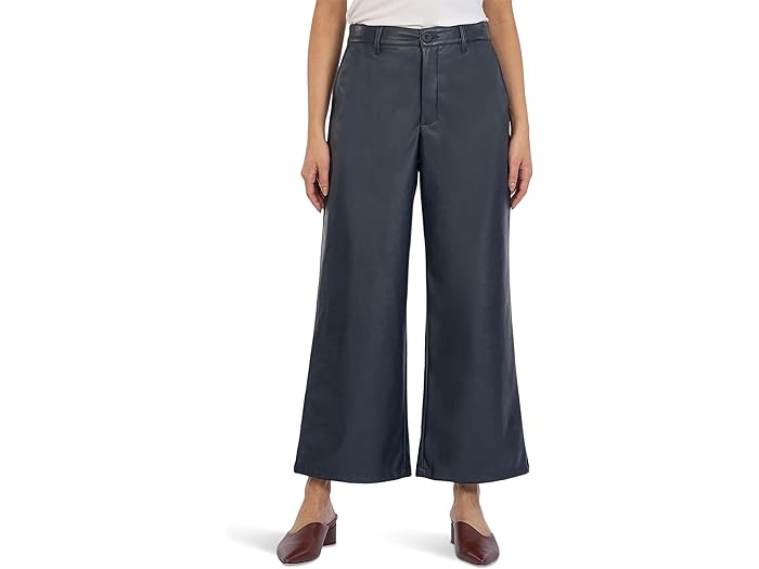 () Jbg t U NX fB[X I[uG - Ch bO tH[ U[ gEU[Y KUT from the Kloth women KUT from the Kloth Aubrielle - Wide Leg Faux Leather Trousers Navy