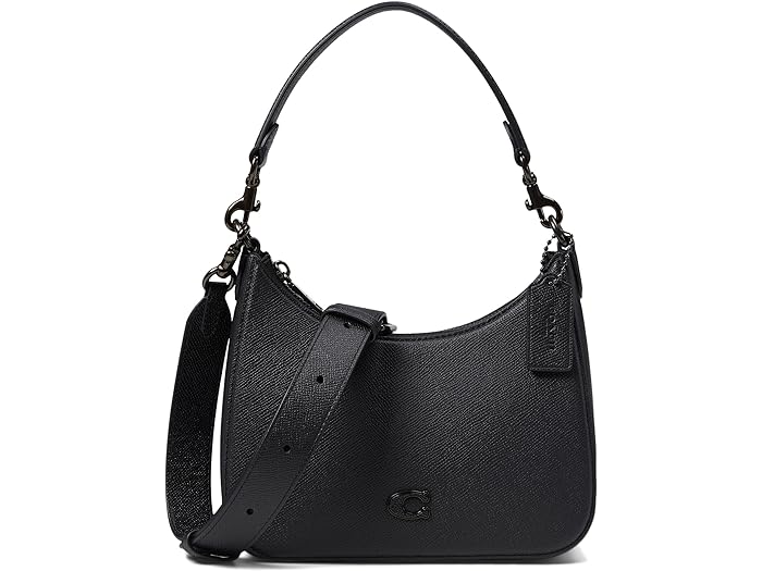 コーチ ホーボー バッグ（レディース） (取寄) コーチ レディース ホーボー クロスボディ イン クロス グレイン レザー COACH women COACH Hobo Crossbody in Cross Grain Leather Black